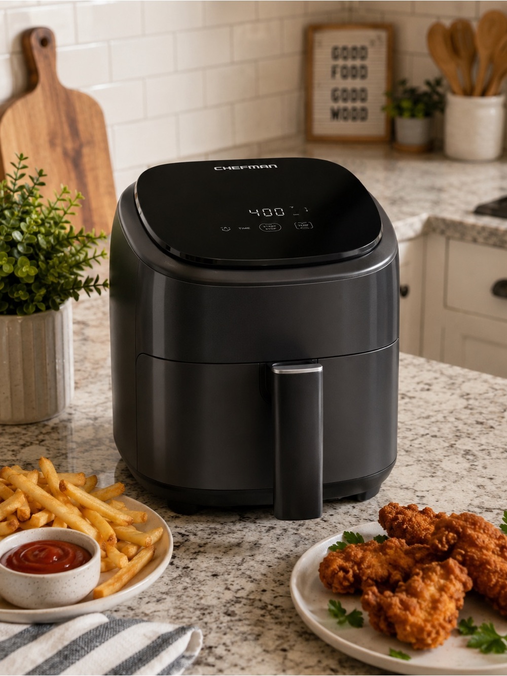 Chefman Black Digital Air Fryer - Touchscreen Countertop Cooker-Unopened—-NEW